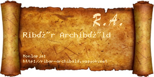 Ribár Archibáld névjegykártya